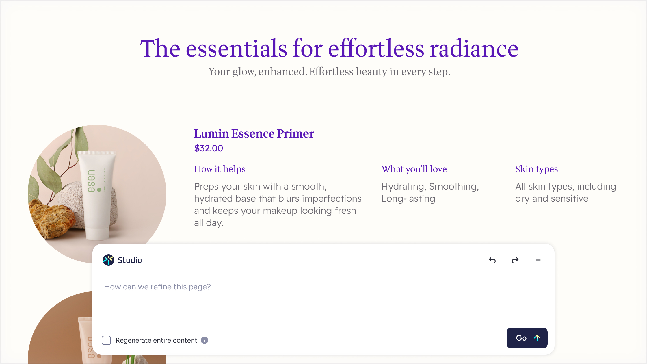 Edit and perfect pages with our AI chat-based editor