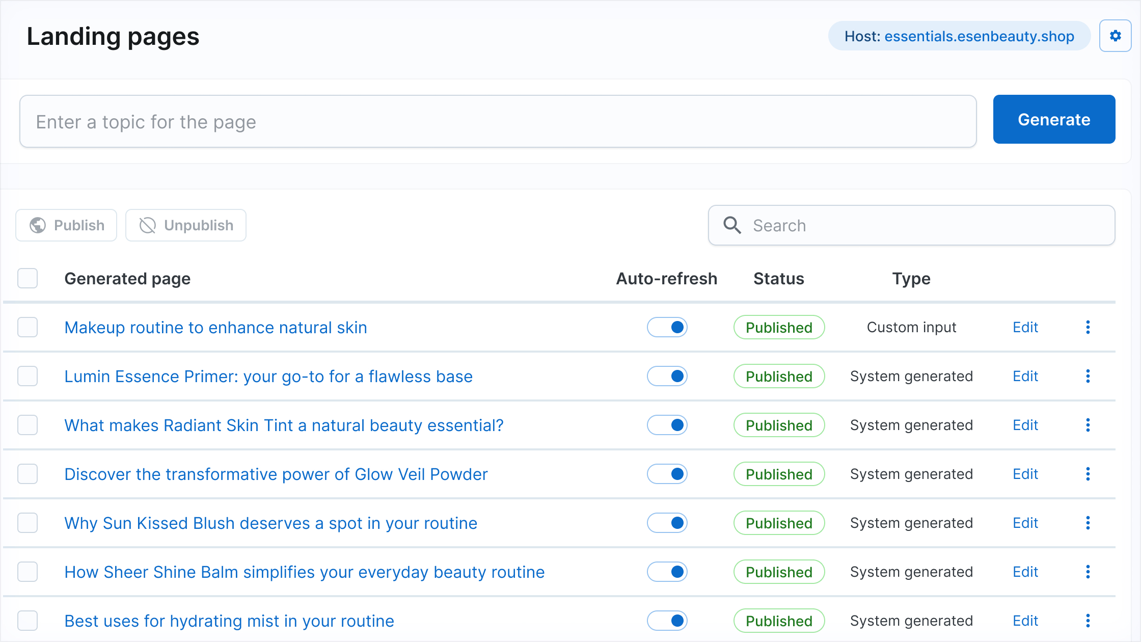 Create ads and organic landing pages on any topic instantly